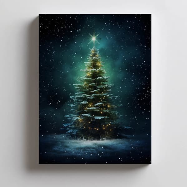 Joulukuusi yöhohtossa Joulukuusi yöhohteessa, 70x100 cm, kehystämätön, 230 gsm mattapaperi