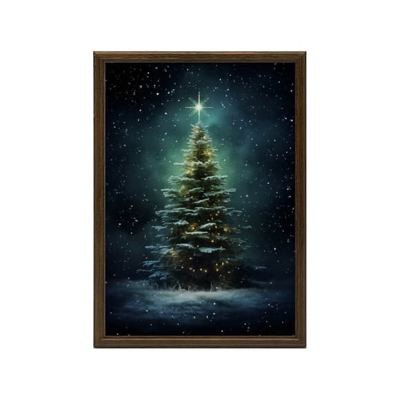 Christmas Tree in the Night Glow Christmas Tree in the Night Glow, 30x40 cm, mørkebrun træramme, 230 gsm mat papir
