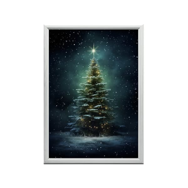 Christmas Tree in the Night Glow Christmas Tree in the Night Glow, 30x40 cm, mørkebrun træramme, 230 gsm mat papir