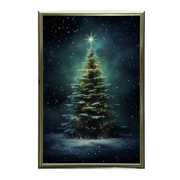 Christmas Tree in the Night Glow Christmas Tree in the Night Glow, 30x40 cm, mørkebrun træramme, 230 gsm mat papir