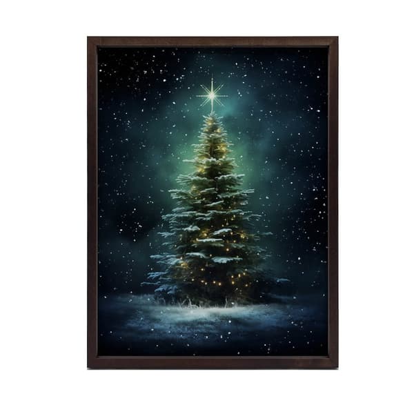 Christmas Tree in the Night Glow Christmas Tree in the Night Glow, 30x40 cm, mørkebrun træramme, 230 gsm mat papir