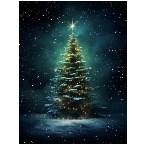 Christmas Tree in the Night Glow Christmas Tree in the Night Glow, 70x100 cm, ljus ekträram, 230 gsm matt papper