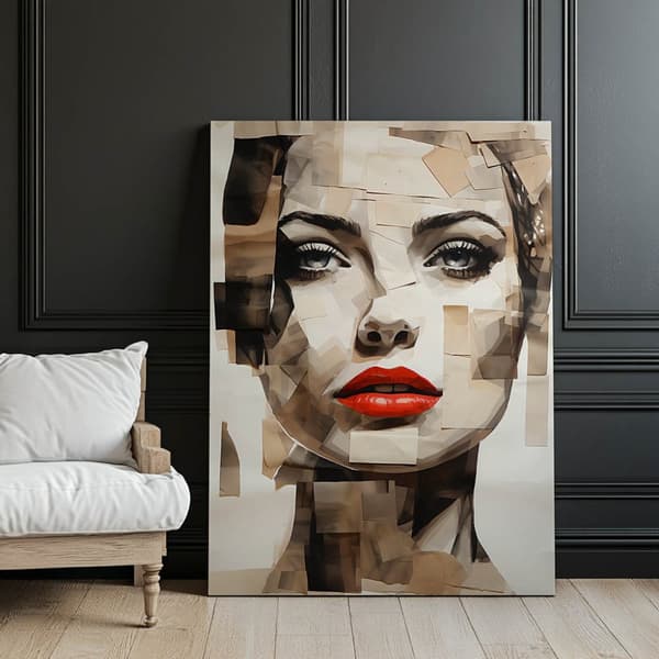 Portræt med en rød seddel Portræt med en rød seddel, 70x100 cm, mørkebrun træramme, 230 gsm mat papir
