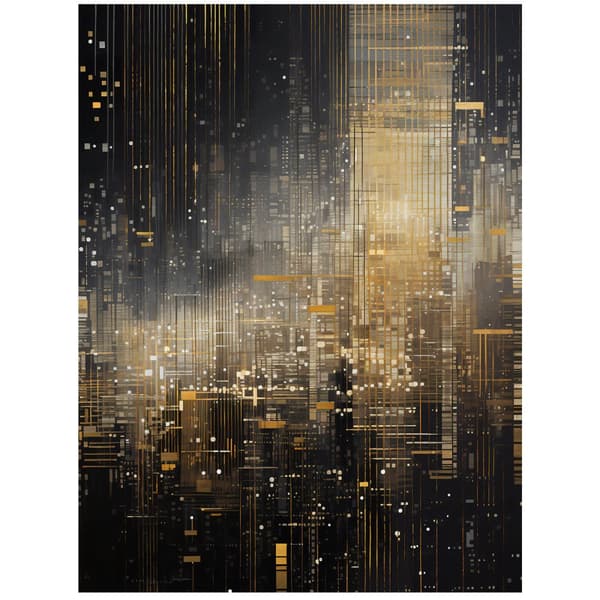 City Lights, svart och guld affisch City Lights, svart och guld affisch, 40x50 cm, oinramad, 230 gsm matt papper