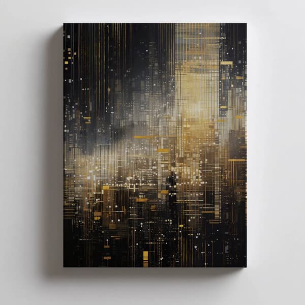 City Lights, musta ja kulta juliste City Lights, musta ja kulta juliste, 30x40 cm, vaalea tammi puukehys, 230 gsm mattapaperi