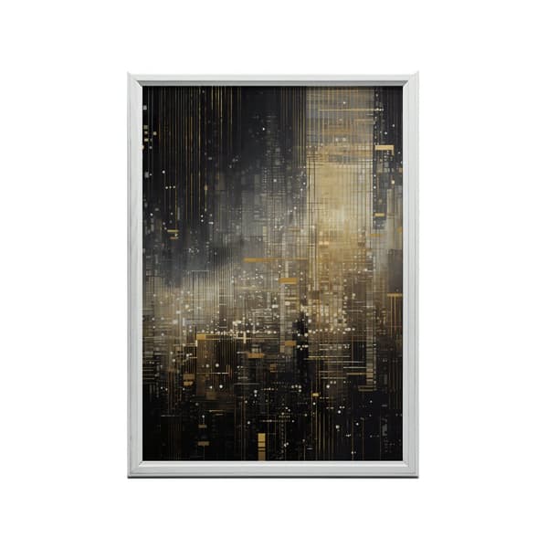 City Lights, musta ja kulta juliste City Lights, musta ja kulta juliste, 30x40 cm, vaalea tammi puukehys, 230 gsm mattapaperi