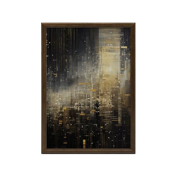 City Lights, musta ja kulta juliste City Lights, musta ja kulta juliste, 30x40 cm, vaalea tammi puukehys, 230 gsm mattapaperi
