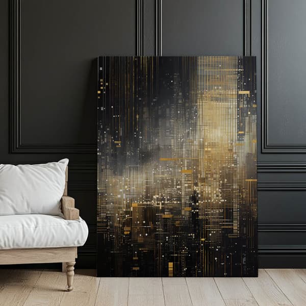 City Lights, musta ja kulta juliste City Lights, musta ja kulta juliste, 30x40 cm, vaalea tammi puukehys, 230 gsm mattapaperi