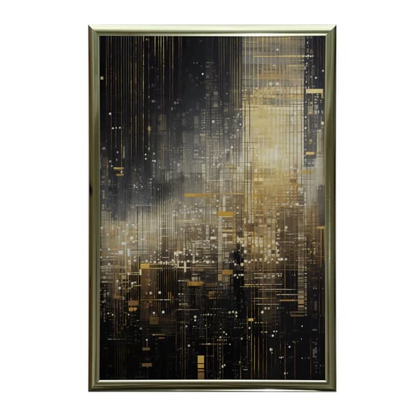 City Lights, svart och guld affisch City Lights, svart och guld affisch, 50x70 cm, oinramad, premium canvas på bår