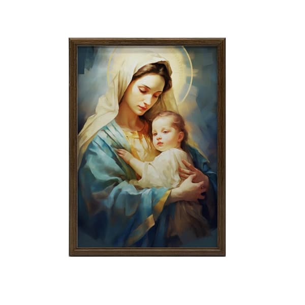 Motherly Care - Mary with Jesus Motherly Care - Mary with Jesus, 40x50 cm, svart aluminiumram, 230 gsm matt papper