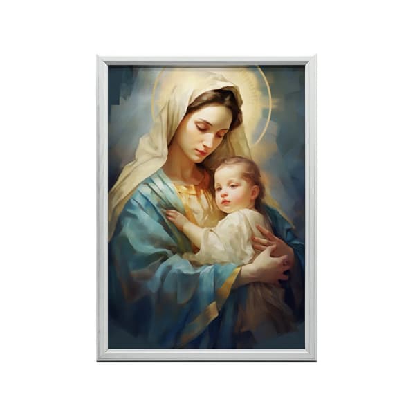 Motherly Care - Mary with Jesus Motherly Care - Mary with Jesus, 40x50 cm, svart aluminiumram, 230 gsm matt papper