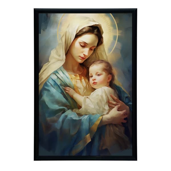 Motherly Care - Mary with Jesus Motherly Care - Mary with Jesus, 40x50 cm, svart aluminiumram, 230 gsm matt papper