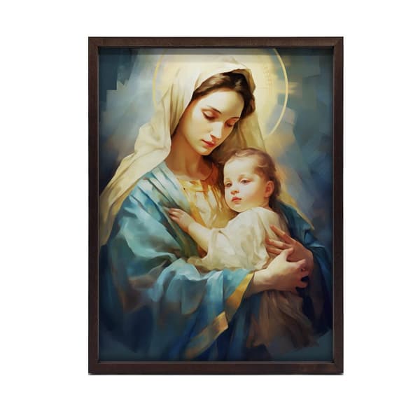 Motherly Care - Mary with Jesus Motherly Care - Mary with Jesus, 40x50 cm, svart aluminiumram, 230 gsm matt papper