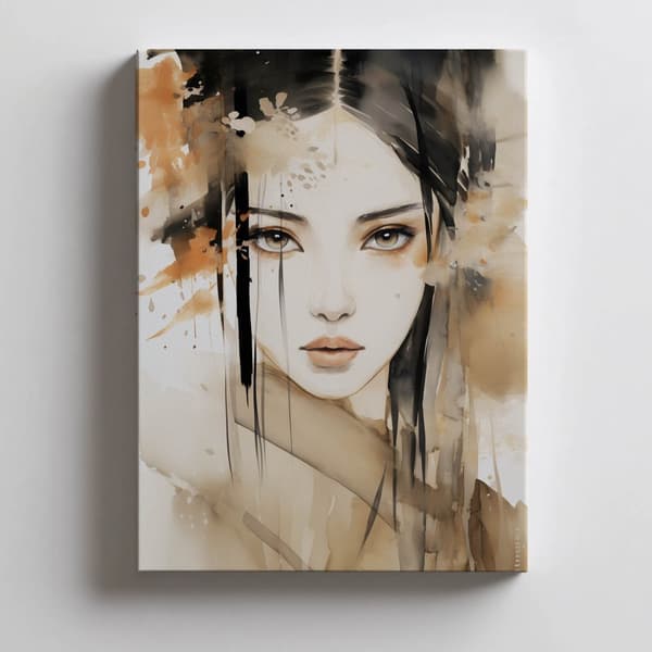 Ansigt af en smuk japansk kvinde Ansigt af en smuk japansk kvinde, 50x70 cm, uindrammet, 230 gsm mat papir