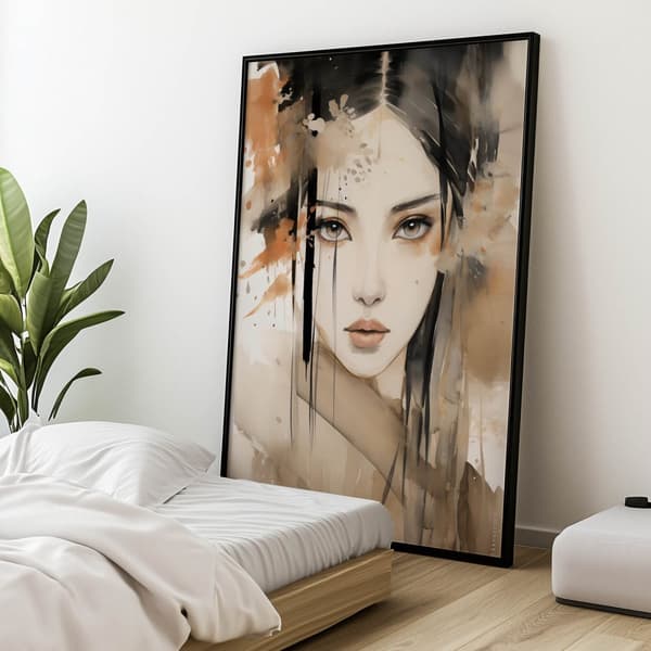 Ansigt af en smuk japansk kvinde Ansigt af en smuk japansk kvinde, 50x70 cm, uindrammet, 230 gsm mat papir