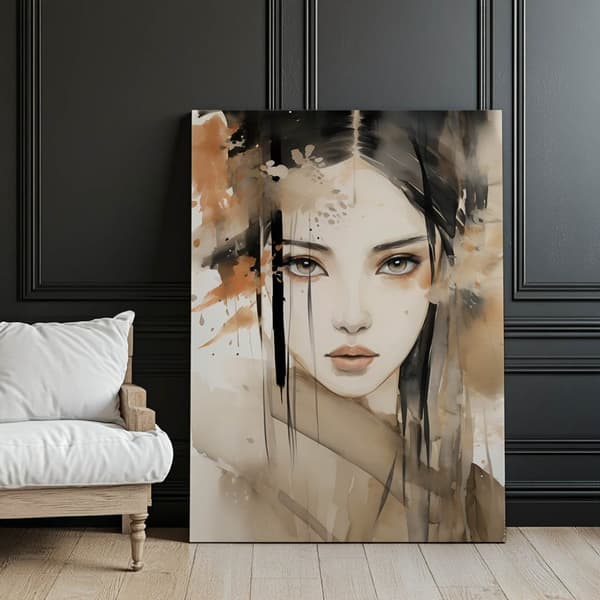 Ansigt af en smuk japansk kvinde Ansigt af en smuk japansk kvinde, 50x70 cm, uindrammet, 230 gsm mat papir