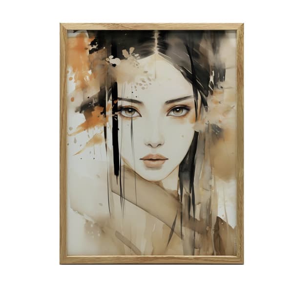 Ansigt af en smuk japansk kvinde Ansigt af en smuk japansk kvinde, 50x70 cm, uindrammet, 230 gsm mat papir