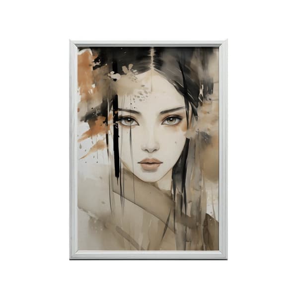 Face of a Beautiful Japanese Woman Face of a Beautiful Japanese Woman, 50x70 cm, mørkebrun træramme, 230 gsm mat papir
