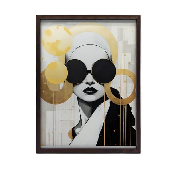 Kvinde med sorte briller Kvinde med sorte briller, 30x40 cm, sort aluminiumsstel, 230 gsm mat papir