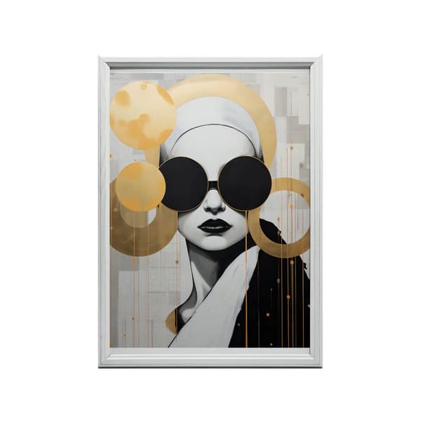 Kvinde med sorte briller Kvinde med sorte briller, 60x90 cm, sort aluminiumsstel, 230 gsm mat papir