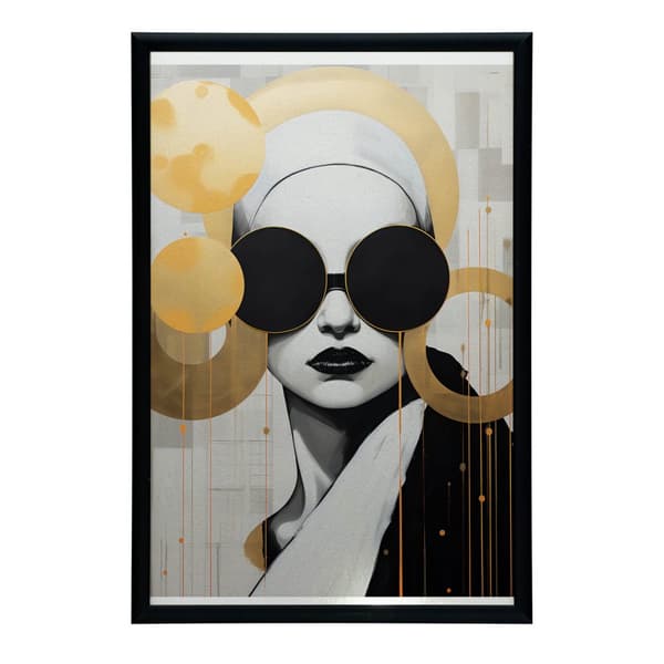 Kvinde med sorte briller Kvinde med sorte briller, 70x100 cm, guld aluminiumsstel, 230 gsm mat papir