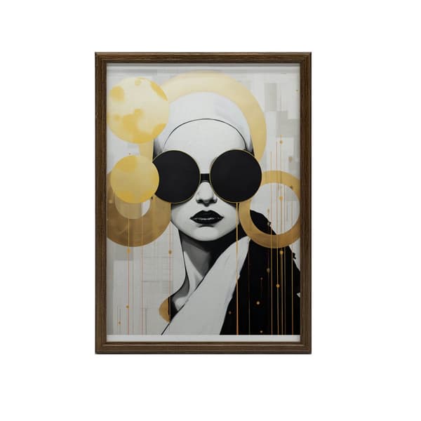 Kvinde med sorte briller Kvinde med sorte briller, 70x100 cm, guld aluminiumsstel, 230 gsm mat papir