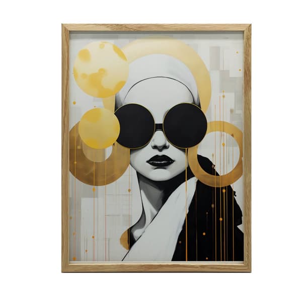 Kvinde med sorte briller Kvinde med sorte briller, 70x100 cm, guld aluminiumsstel, 230 gsm mat papir