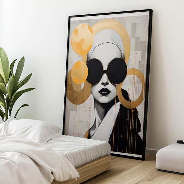 Kvinde med sorte briller Kvinde med sorte briller, 70x100 cm, uindrammet, premium lærred på båre
