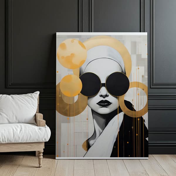 Kvinde med sorte briller Kvinde med sorte briller, 70x100 cm, uindrammet, premium lærred på båre