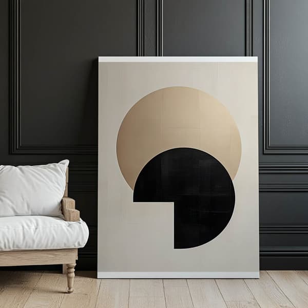 Golden Harmony: Black Space Golden Harmony: Black Space, 50x70 cm, uindrammet, premium lærred på båre