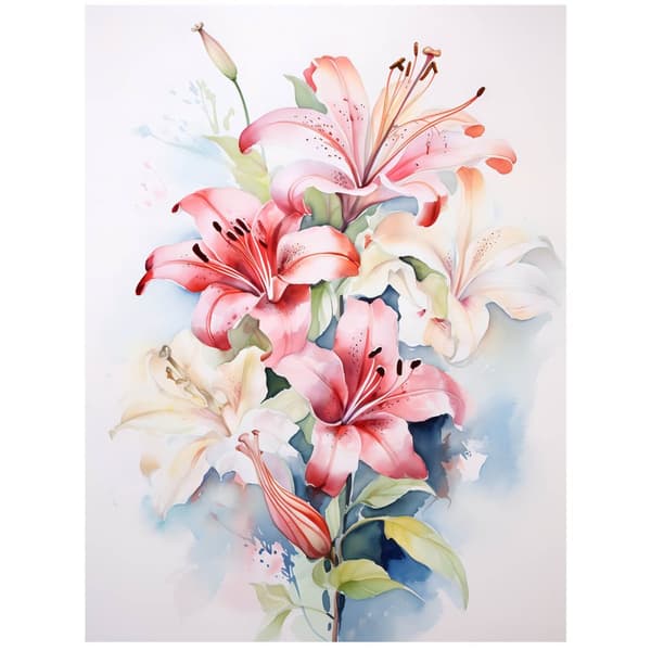 Lilies: The Delicacy of Spring Lilies: The Delicacy of Spring, 70x100 cm, lys egetræsramme, 230 gsm mat papir