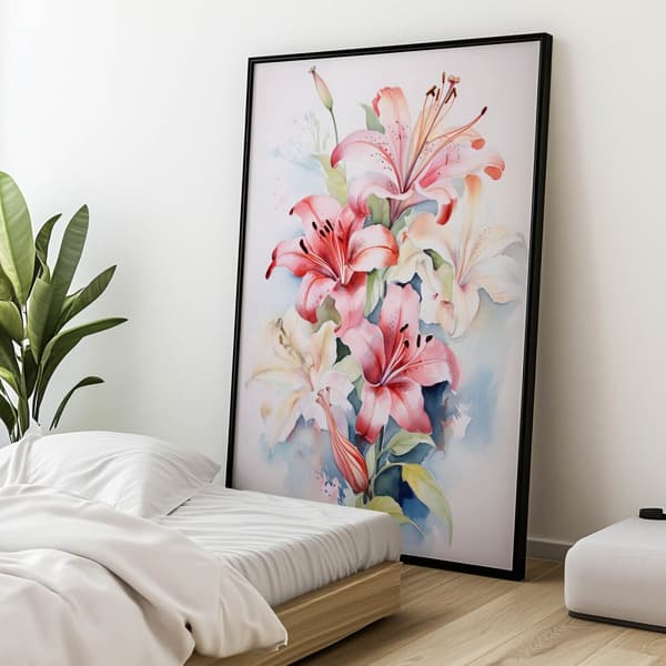 Lilies: The Delicacy of Spring Lilies: The Delicacy of Spring, 70x100 cm, lys egetræsramme, 230 gsm mat papir