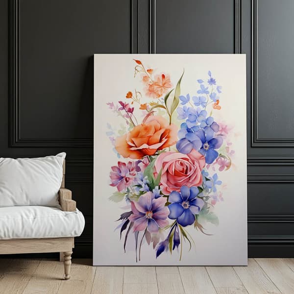 Eterisk trädgårdsbukett Eterisk trädgårdsbukett, 50x70 cm, ljus ekträram, 230 gsm matt papper