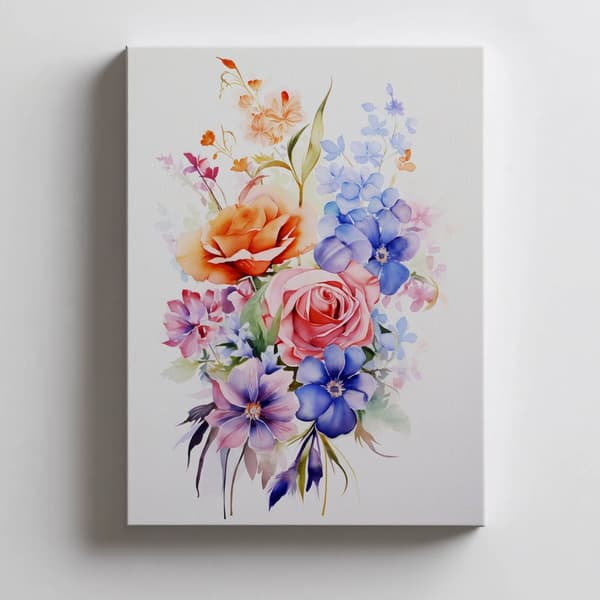 Æterisk havebuket Æterisk havebuket, 50x70 cm, mørkebrun træramme, 230 gsm mat papir