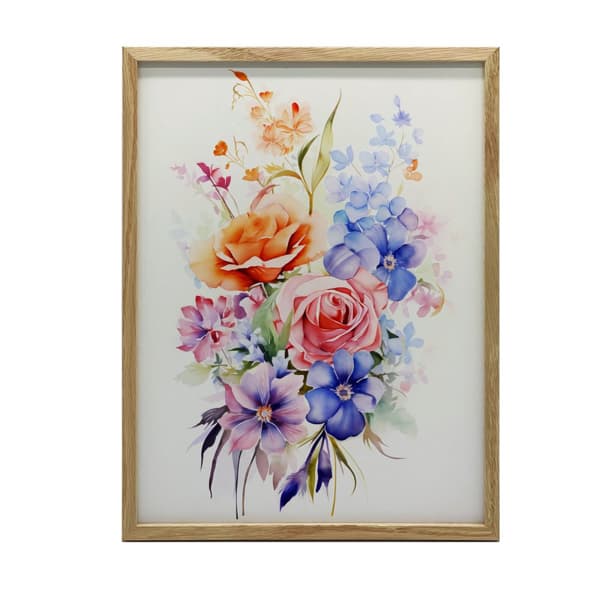 Æterisk havebuket Æterisk havebuket, 50x70 cm, mørkebrun træramme, 230 gsm mat papir