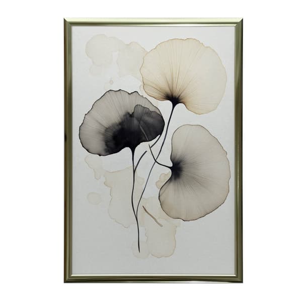 Ginkgo Poetry: Three Leaves Ginkgo Poetry: Three Leaves, 50x70 cm, guld aluminiumsramme, 230 gsm mat papir