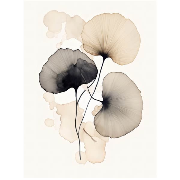 Ginkgo Poetry: Three Leaves Ginkgo Poetry: Three Leaves, 50x70 cm, oinramad, premiumduk på bårram
