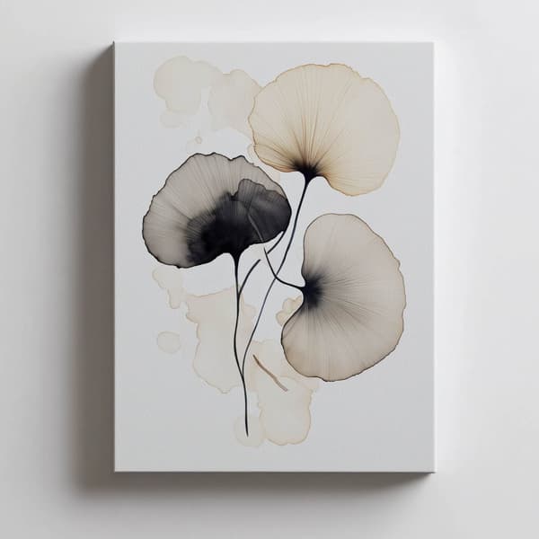 Ginkgo Poetry: Three Leaves Ginkgo Poetry: Three Leaves, 50x70 cm, oinramad, premiumduk på bårram