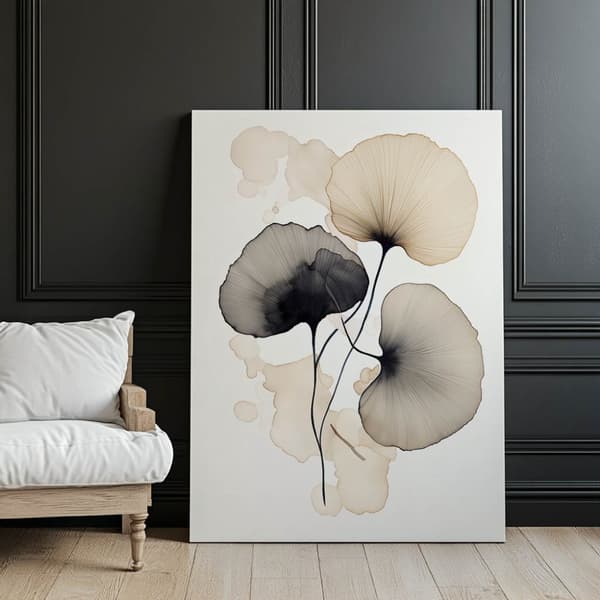 Ginkgo Poetry: Three Leaves Ginkgo Poetry: Three Leaves, 50x70 cm, oinramad, premiumduk på bårram
