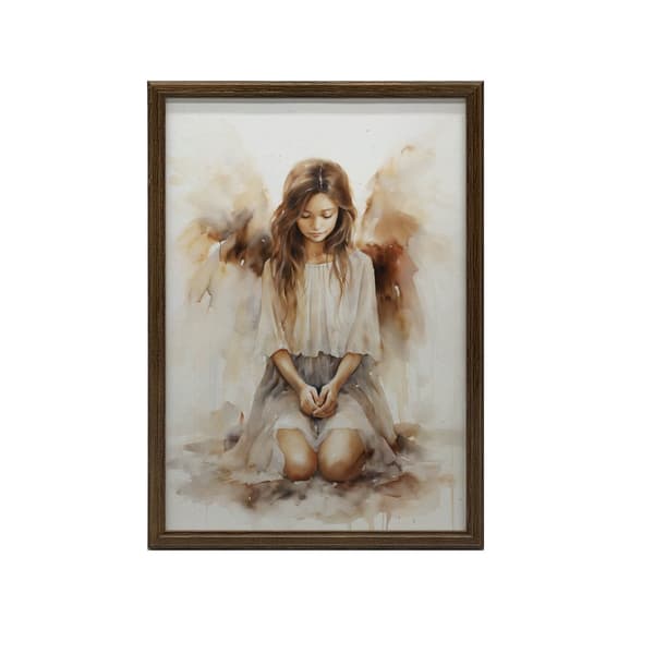 Spiritual Harmony: Kneeling Angel Spiritual Harmony: Kneeling Angel, 50x70 cm, tummanruskea puurunko, 230 gsm mattapaperi