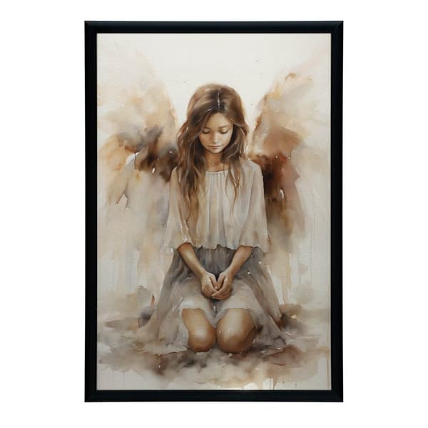 Spiritual Harmony: Kneeling Angel Spiritual Harmony: Kneeling Angel, 50x70 cm, tummanruskea puurunko, 230 gsm mattapaperi