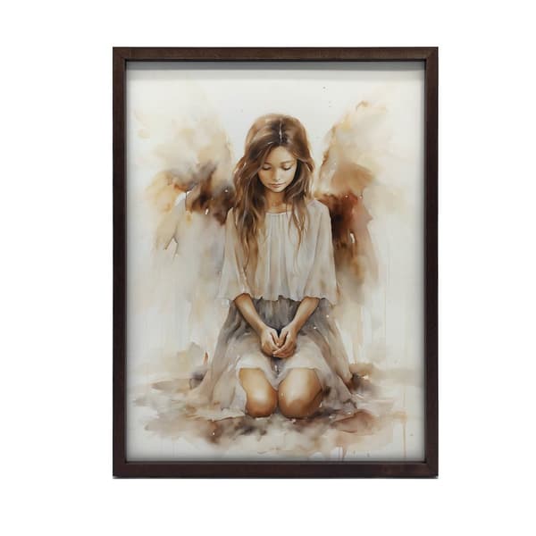 Spiritual Harmony: Kneeling Angel Spiritual Harmony: Kneeling Angel, 50x70 cm, tummanruskea puurunko, 230 gsm mattapaperi