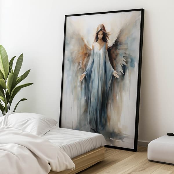 Spiritual Charm of the Blue Angel Spiritual Charm of the Blue Angel, 70x100 cm, lys egetræsramme, 230 gsm mat papir