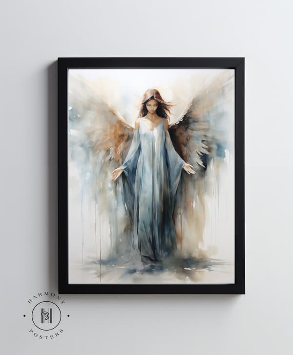 Spiritual Charm of the Blue Angel Spiritual Charm of the Blue Angel, 70x100 cm, lys egetræsramme, 230 gsm mat papir