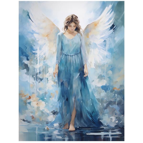 Blue Beauty: Angel Watercolor Blue Beauty: Angel Watercolor, 30x40 cm, vit träram, 230 gsm matt papper