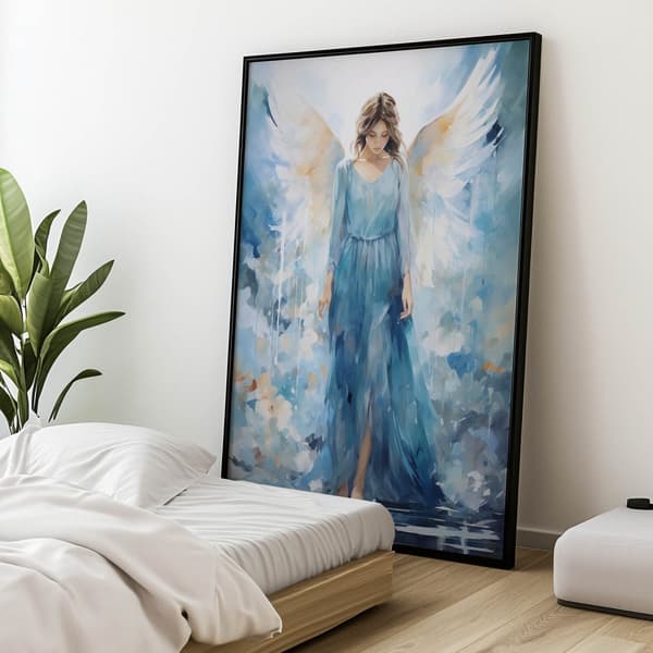 Blue Beauty: Angel Watercolor Blue Beauty: Angel Watercolor, 30x40 cm, vit träram, 230 gsm matt papper
