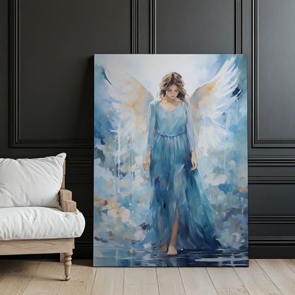 Blue Beauty: Angel Watercolor Blue Beauty: Angel Watercolor, 30x40 cm, vit träram, 230 gsm matt papper