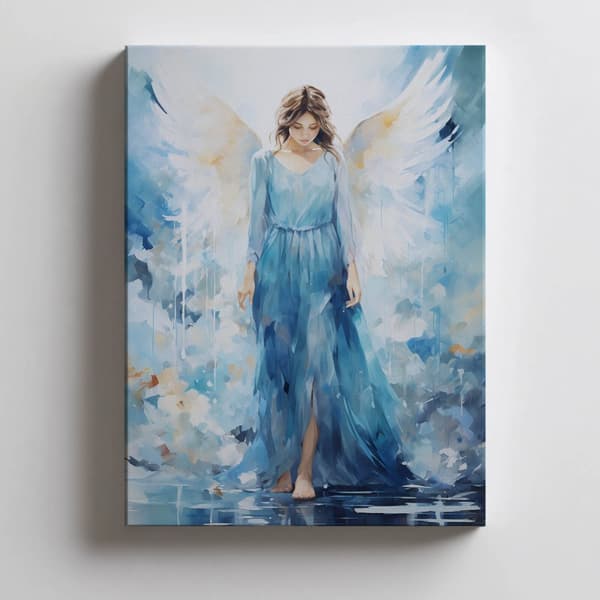 Blue Beauty: Angel Watercolor Blue Beauty: Angel Watercolor, 70x100 cm, guld aluminiumram, 230 gsm matt papper