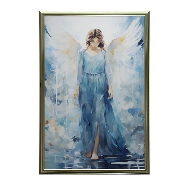 Blue Beauty: Angel Watercolor Blue Beauty: Angel Watercolor, 70x100 cm, guld aluminiumram, 230 gsm matt papper