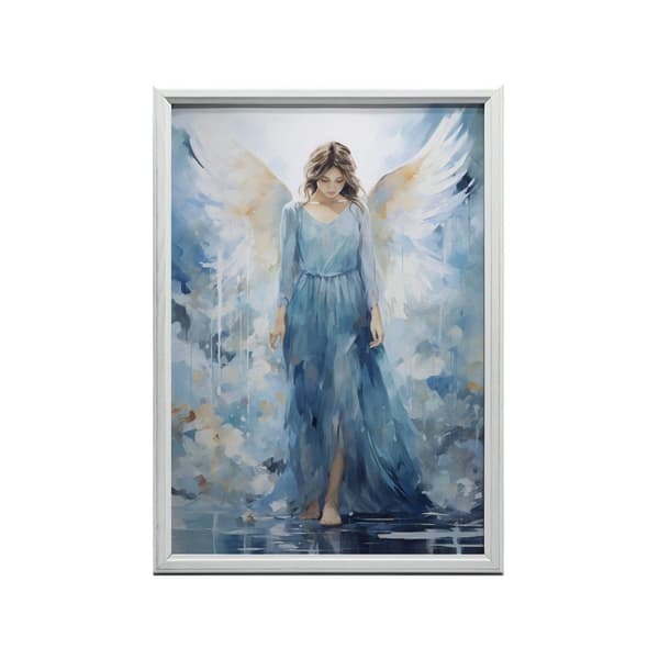 Blue Beauty: Angel Watercolor Blue Beauty: Angel Watercolor, 70x100 cm, guld aluminiumram, 230 gsm matt papper